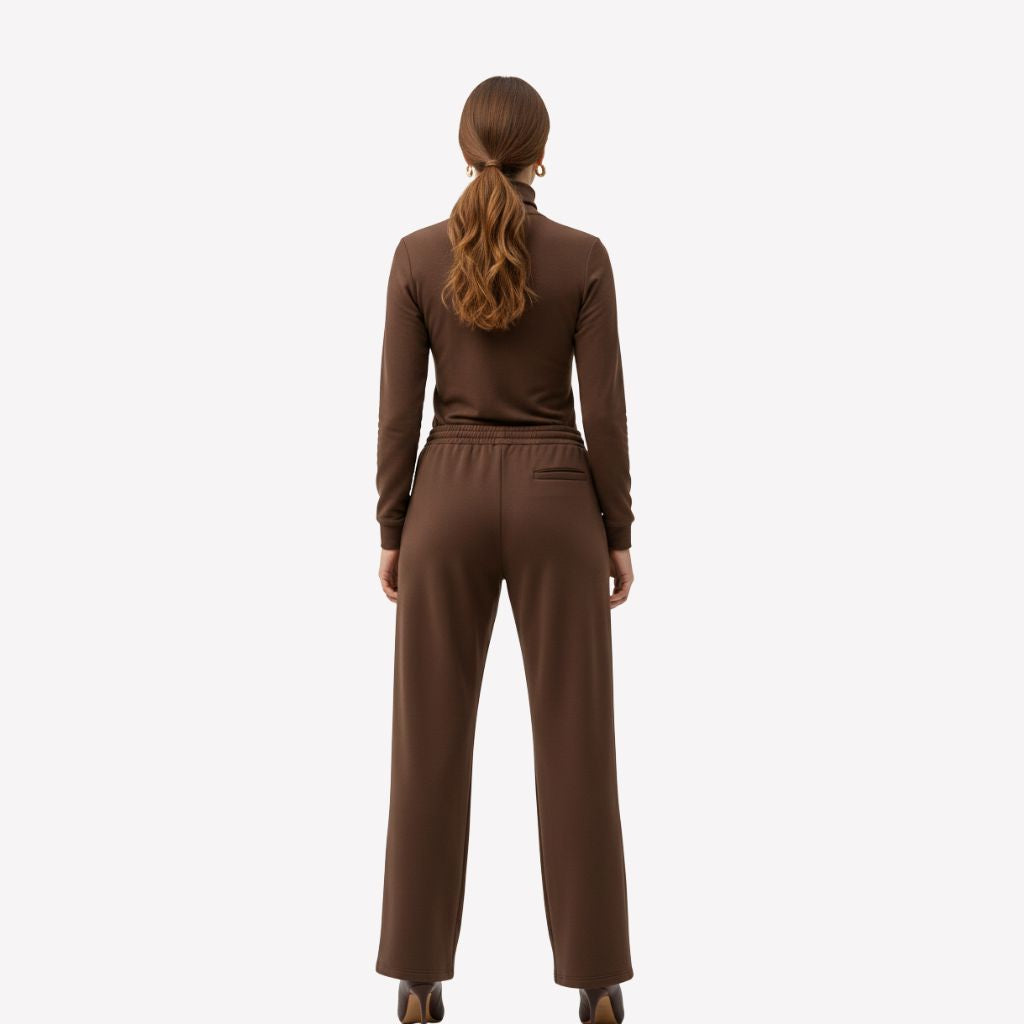 Bresó Women's Pants with Elastic Waist - Brown