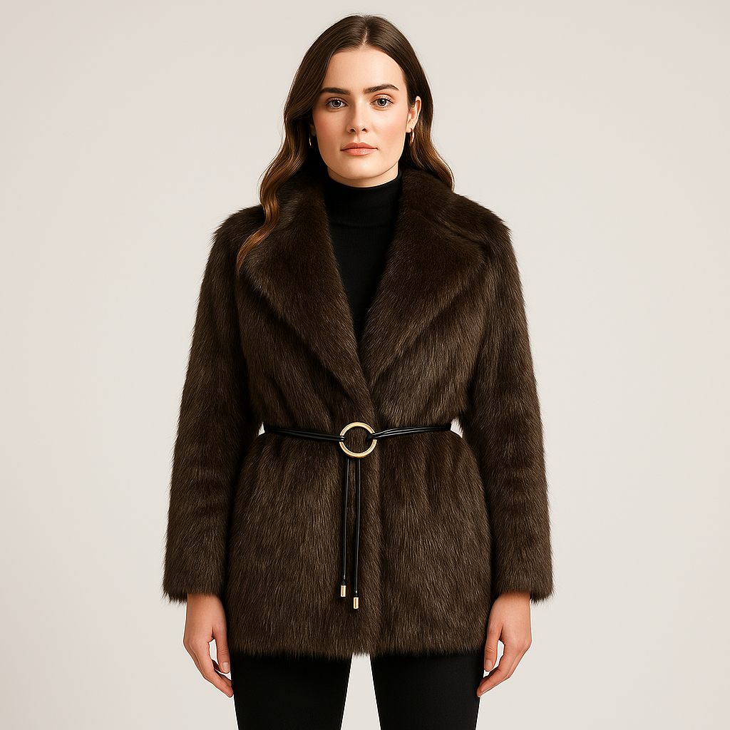 Boho Vintage Faux Fur Coats Ladies - Brown