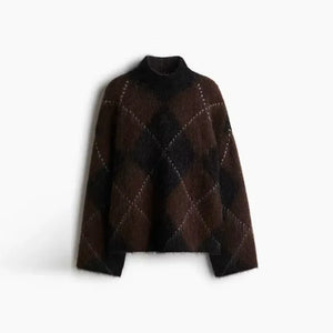 Geometric Cashmere Ladies Jumpers in Brown - We Lovers Beauty