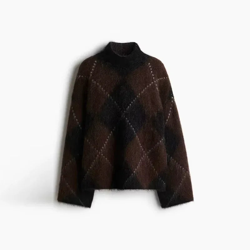 Geometric Cashmere Ladies Jumpers in Brown - We Lovers Beauty