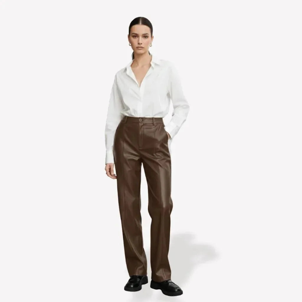 Lia Fake Leather Pants for Women – Brown - We Lovers Beauty