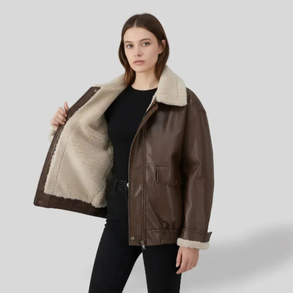 Lise Women's Jacket Leather - Brown - We Lovers Beauty