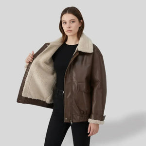 Lise Women's Jacket Leather - Brown - We Lovers Beauty