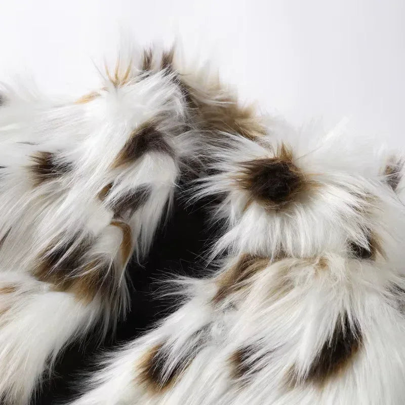 Louise Faux Fur Coats Ladies - Fox Print - We Lovers Beauty