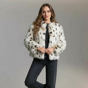 Louise Faux Fur Coats Ladies - Fox Print - We Lovers Beauty