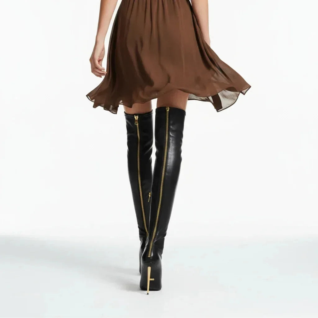 Tafy Long Boots Knee - Black - We Lovers Beauty