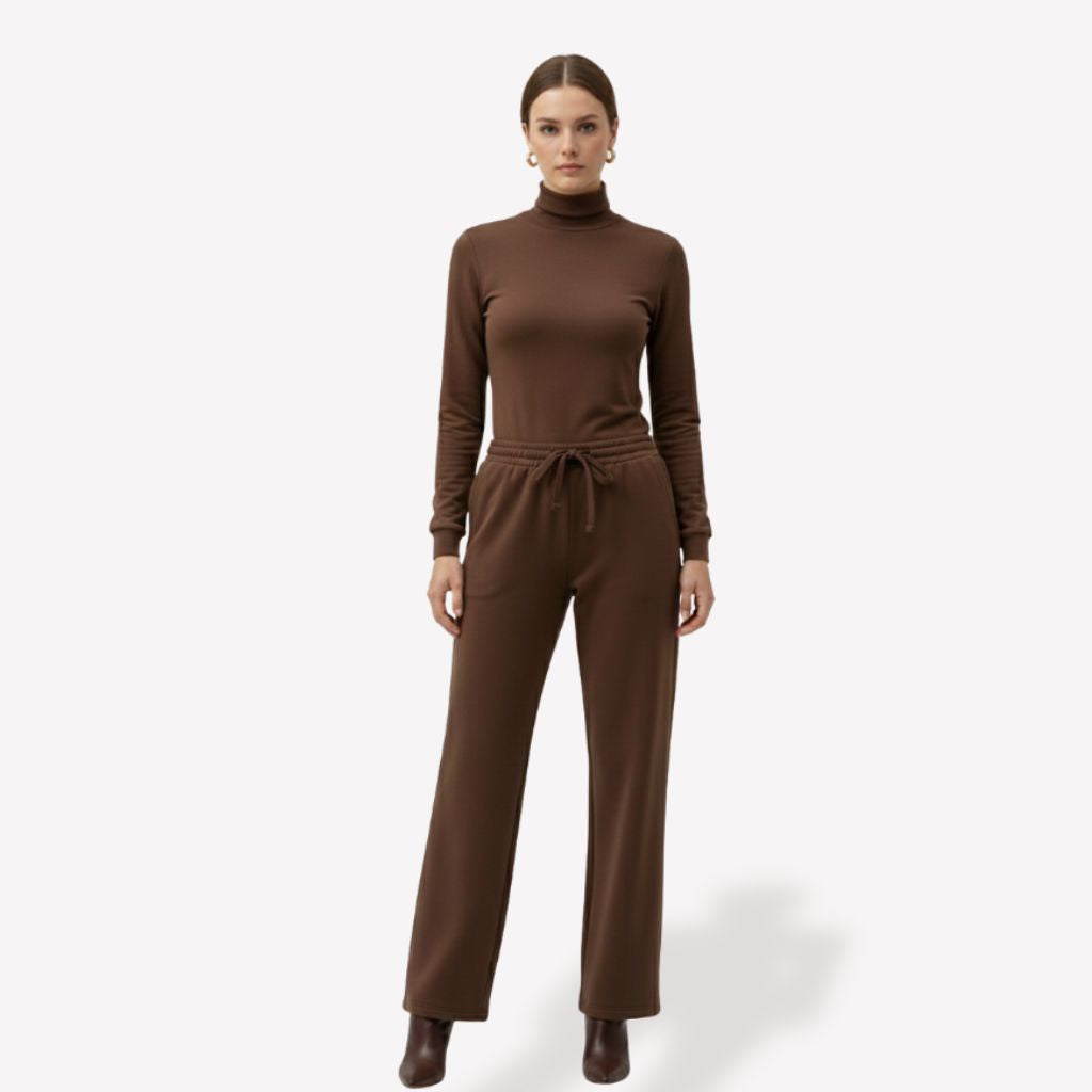 Bresó Women's Pants with Elastic Waist - Brown