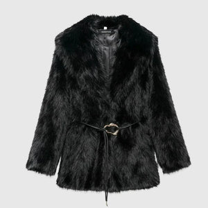 Boho Vintage Faux Fur Coats Ladies Black - We Lovers Beauty