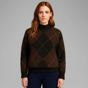 Geometric Cashmere Ladies Jumpers in Brown - We Lovers Beauty