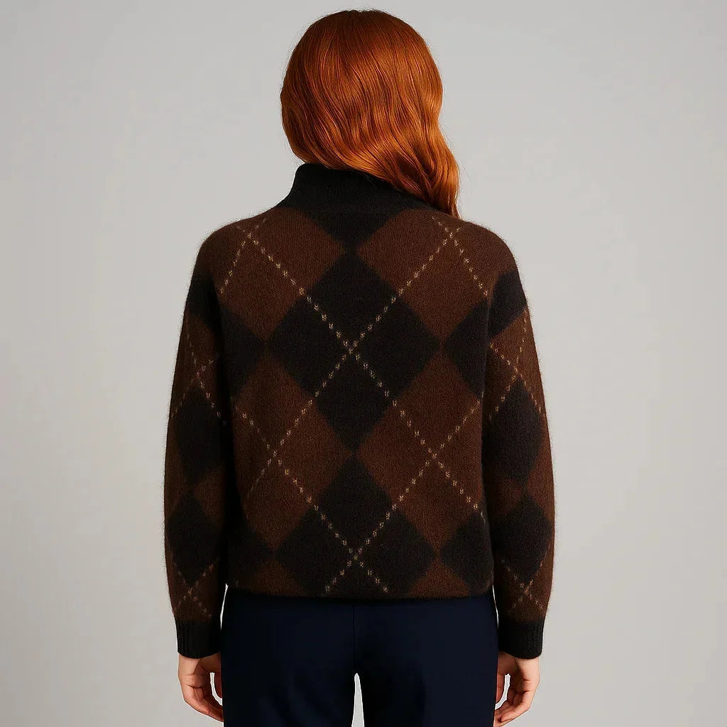 Geometric Cashmere Ladies Jumpers in Brown - We Lovers Beauty