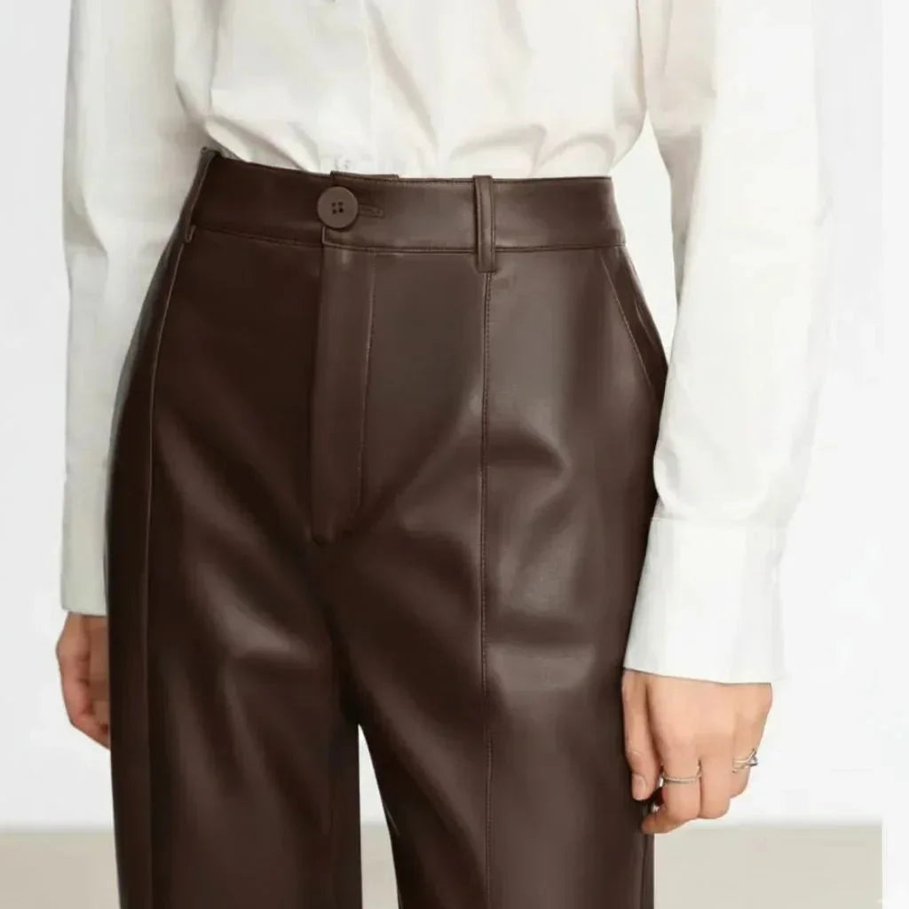 Lia Fake Leather Pants for Women – Brown - We Lovers Beauty