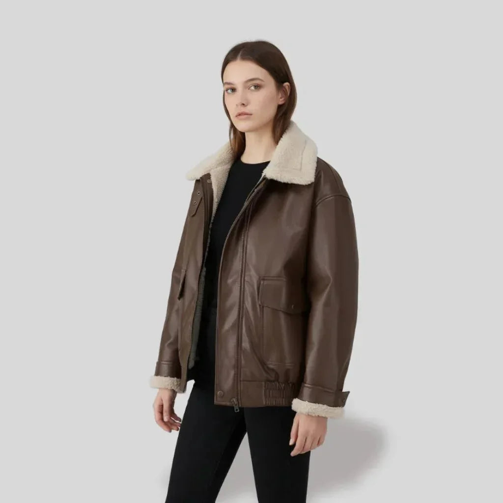 Lise Women's Jacket Leather - Brown - We Lovers Beauty