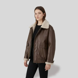 Lise Women's Jacket Leather - Brown - We Lovers Beauty