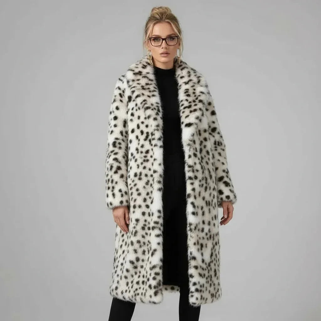 Louise Long Faux Fur Coat - Fox Print - We Lovers Beauty