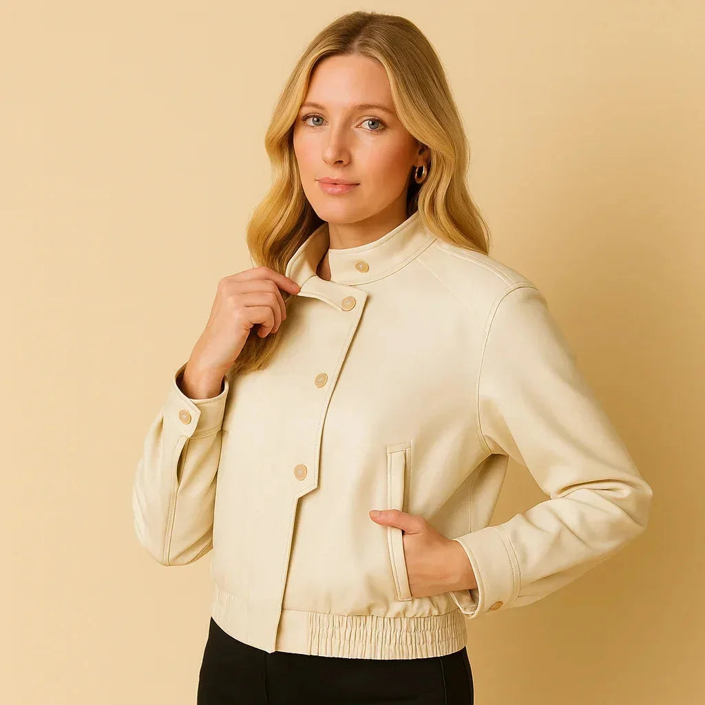 Lutyc Off-White Women's Leather Jacket - We Lovers Beauty