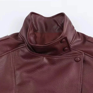Valentino Faux Leather Jacket – Burgundy - We Lovers Beauty