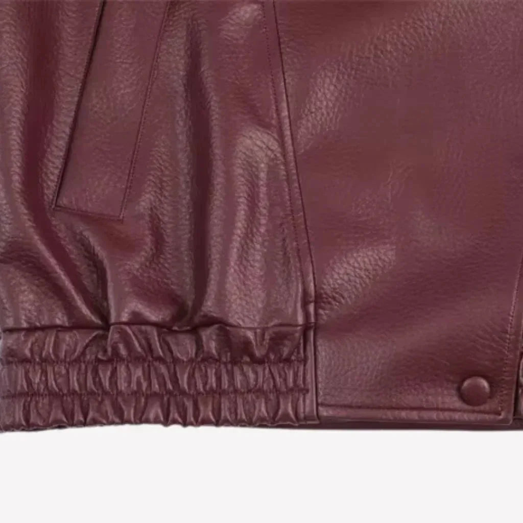 Valentino Faux Leather Jacket – Burgundy - We Lovers Beauty