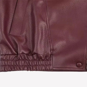 Valentino Faux Leather Jacket – Burgundy - We Lovers Beauty
