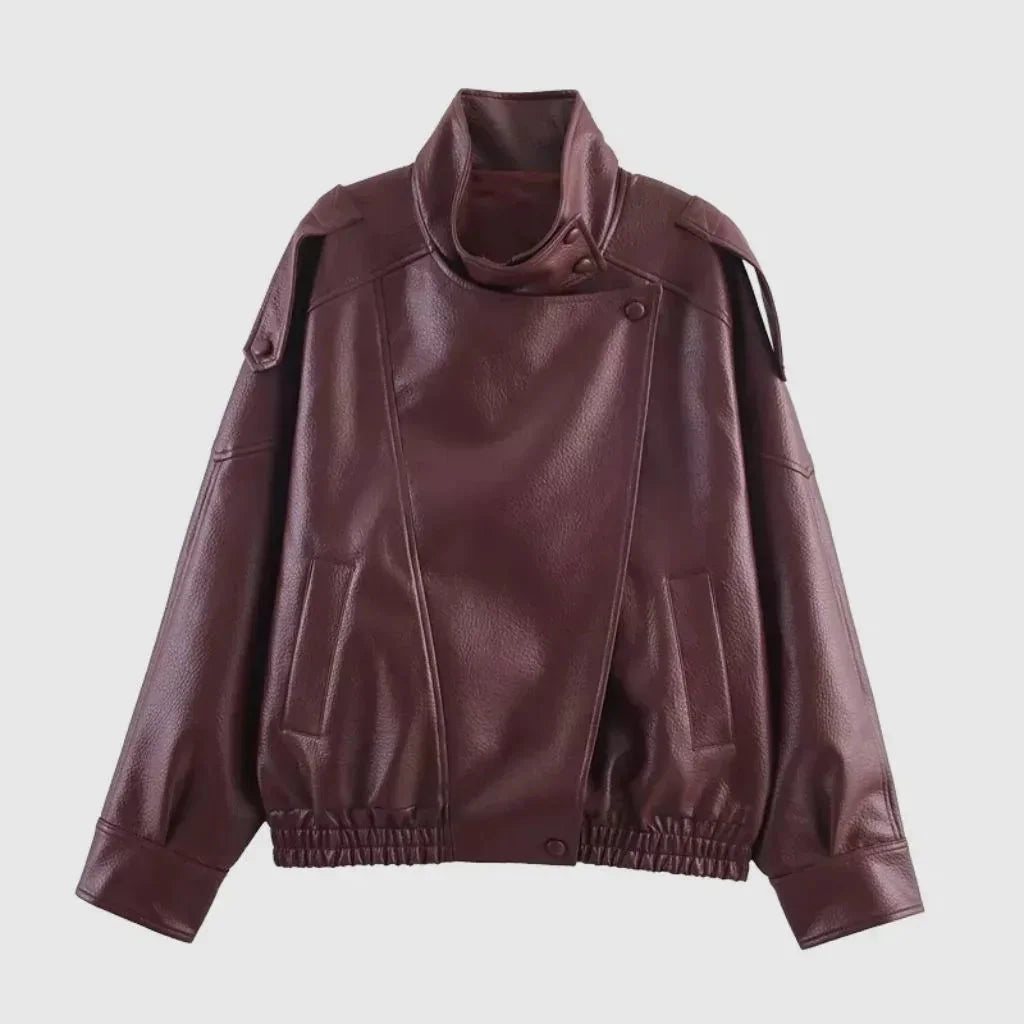 Valentino Faux Leather Jacket – Burgundy - We Lovers Beauty