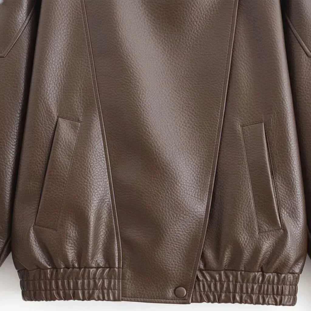 Valentino Faux Leather Jacket for Women – Brown - We Lovers Beauty