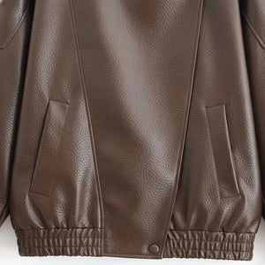 Valentino Faux Leather Jacket for Women – Brown - We Lovers Beauty
