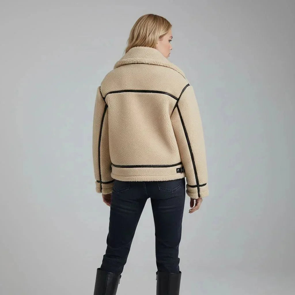 Zari Faux Fur Jacket - Beige - We Lovers Beauty